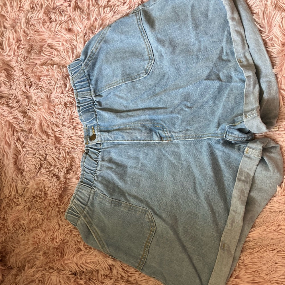 SHEIN Blue Jean Shorts Relaxed Fit Elastic Waist